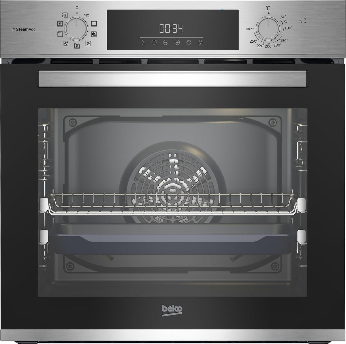 Beko BBIS12301XE b300 Backofen, 72 l Garraum, Multifunktionsofen, 9 Funktionen, AeroPerfect Heißluft, SteamAdd Dampffunktion, SteamShine Reinigung