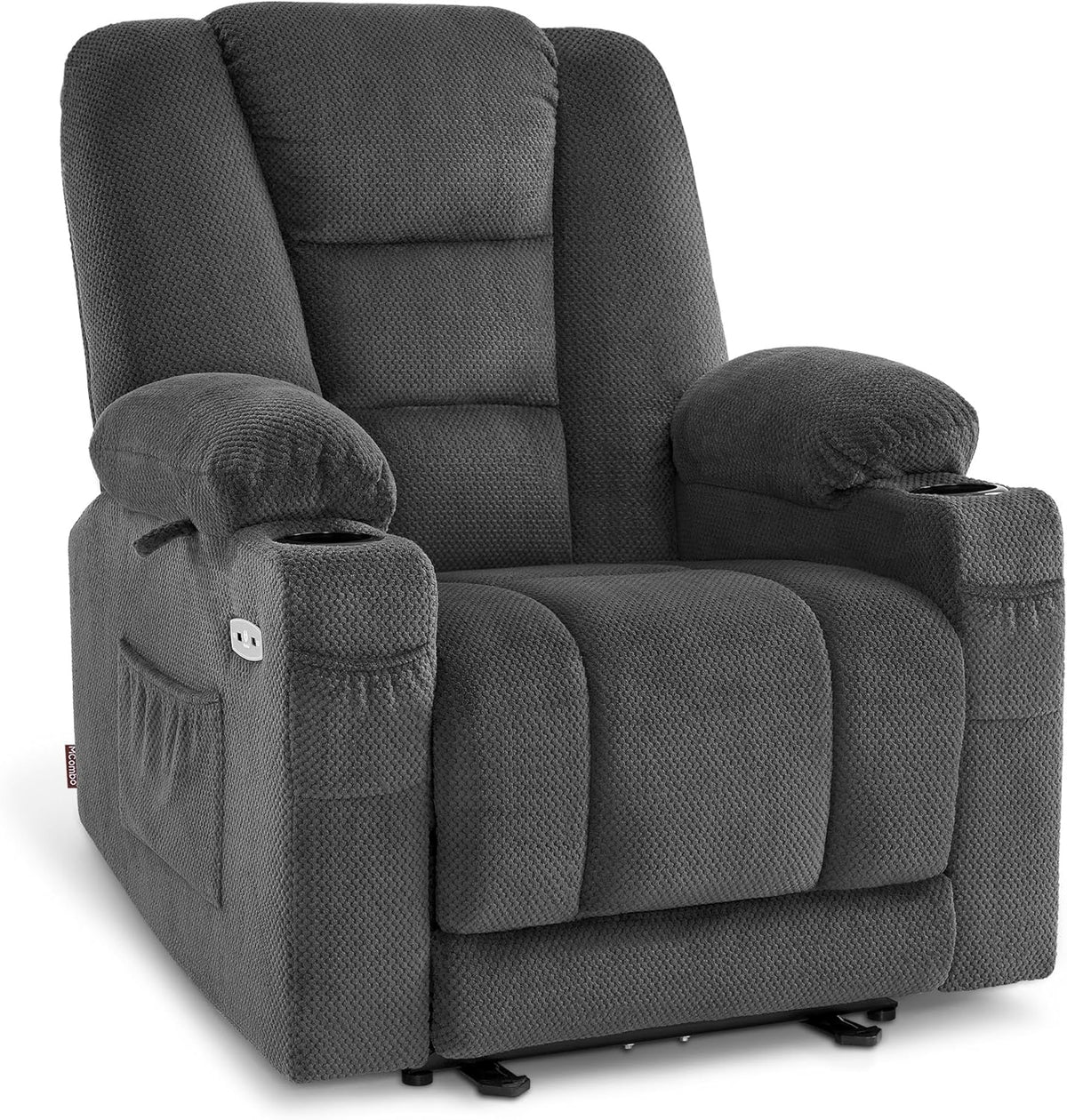 Relaxsessel Fernsehsessel elektrisch verstellbar, mit Liegefunktion, TV Sessel mit Massage & Wärmefunktion, USB & Getränkehalter