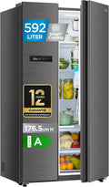 Midea Kühl-Gefrierkombination, Side-by-Side Kühlschrank 592 L, No Frost, 35 dB, Humidity Control