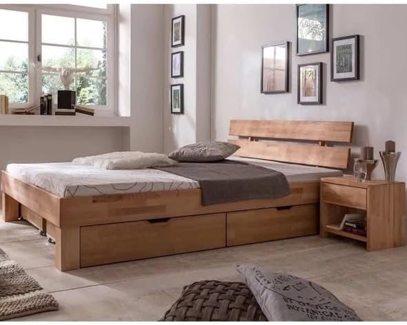 Bett Futon, Judith 100 × 200 cm, Kernbuche massiv geölt, Generisch