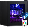 Mini-Kühlschrank, Cyberpunk Getränkekühlschrank mit Fernsteuerbaren RGB LED Lichtern, Flaschenkühlschrank, Mini Fridge 0-15°C für Gaming Deko, Minibar