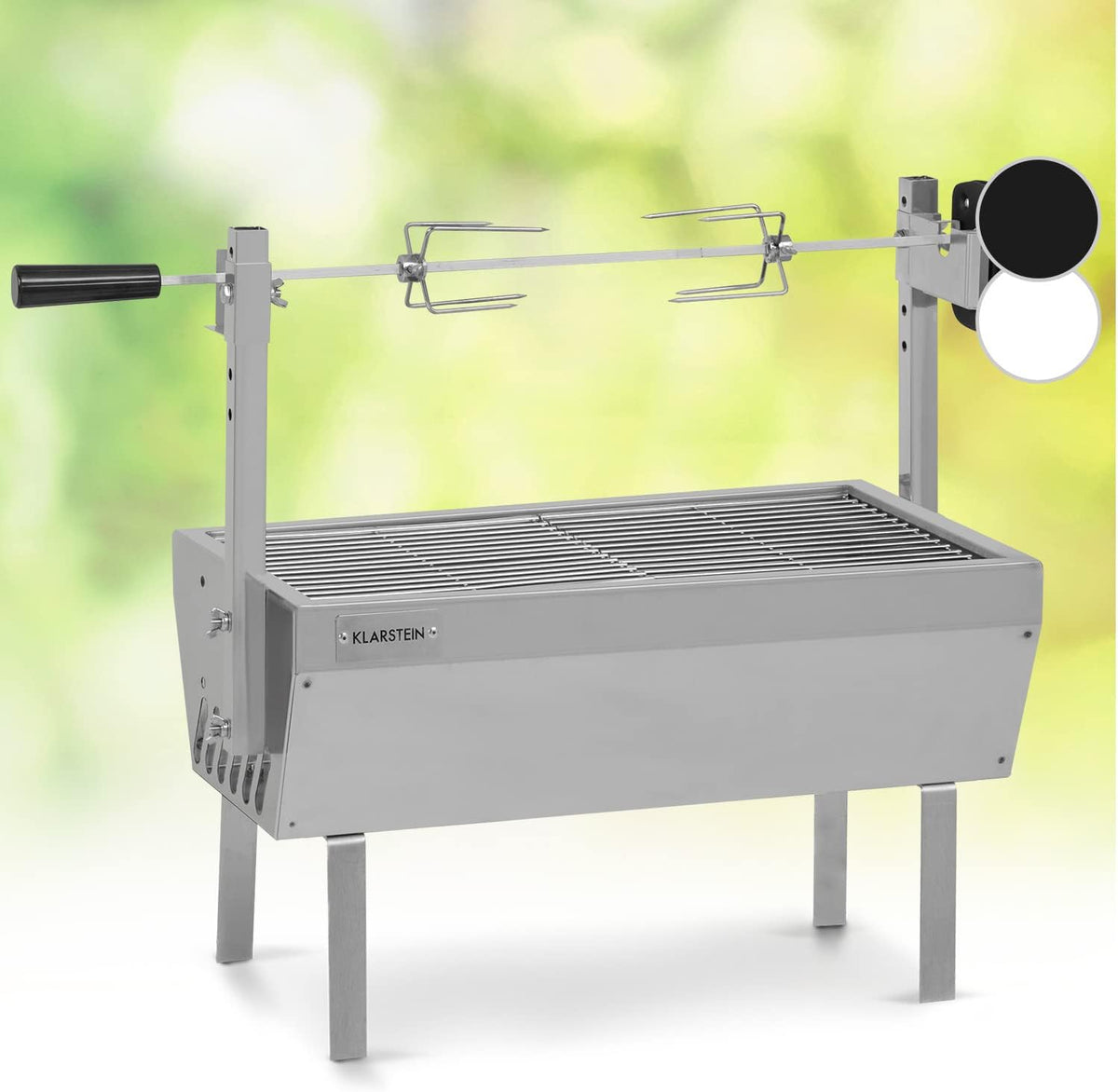 Klarstein 2-in-1 Rotisserie Grill mit Motor Mini-Grill mit Drehspieß Elektrischer Spießgrill für Hähnchen & Spanferkel Motor Spieß Edelstahl-Rost