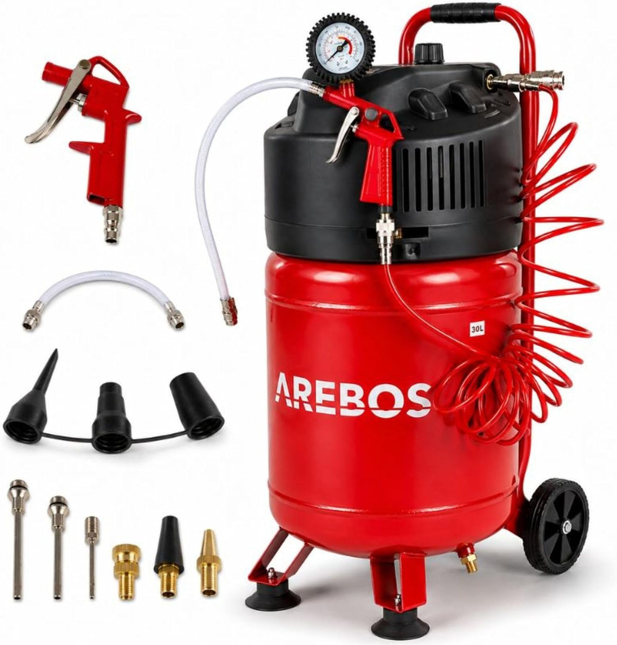 Arebos Druckluft Kompressor, 8 Bar, 6 L, Ölfrei Leise