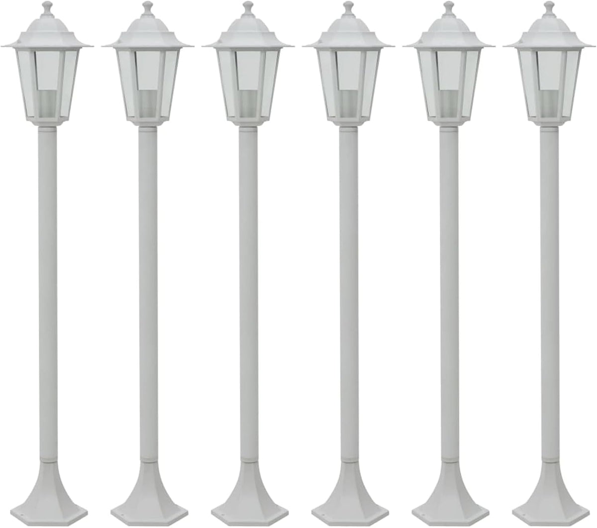 Vopese Teichbeleuchtung, Garten-Pollerleuchte 6 STK. E27 110 cm Aluminium Weiß Gartenpfostenleuchten Model44215