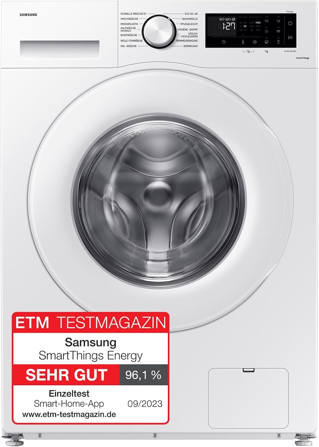 Samsung Waschmaschine,   Waschmaschine, 8 kg, 1.400 U/min, EEK: A, Mikroplastik-Programm, Ecobubble, 14 Programme, WiFi SmartControl, Weiß
