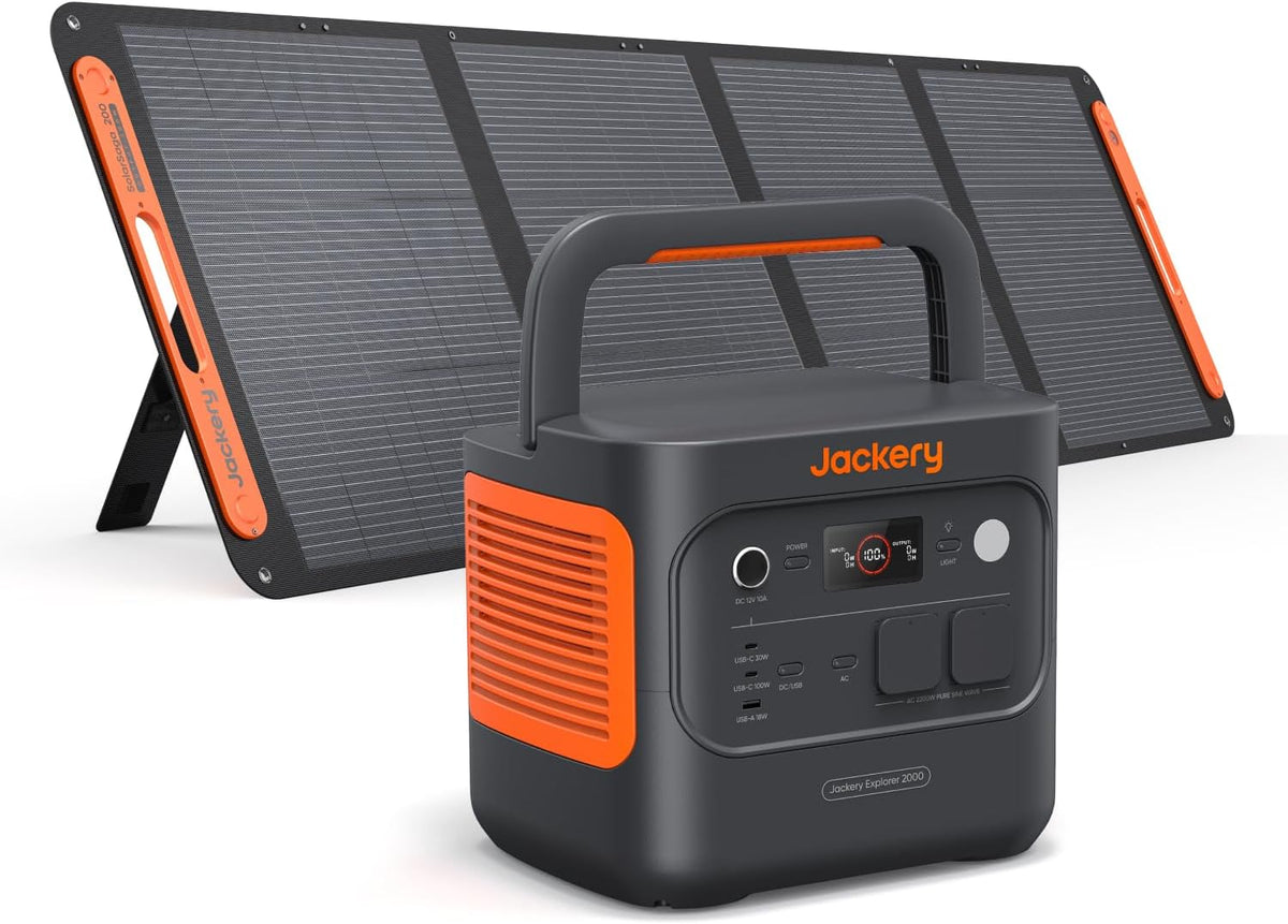 Jackery Powerstation,   E2000 v2 Tragbare Powerstation mit 200W Solarpanel