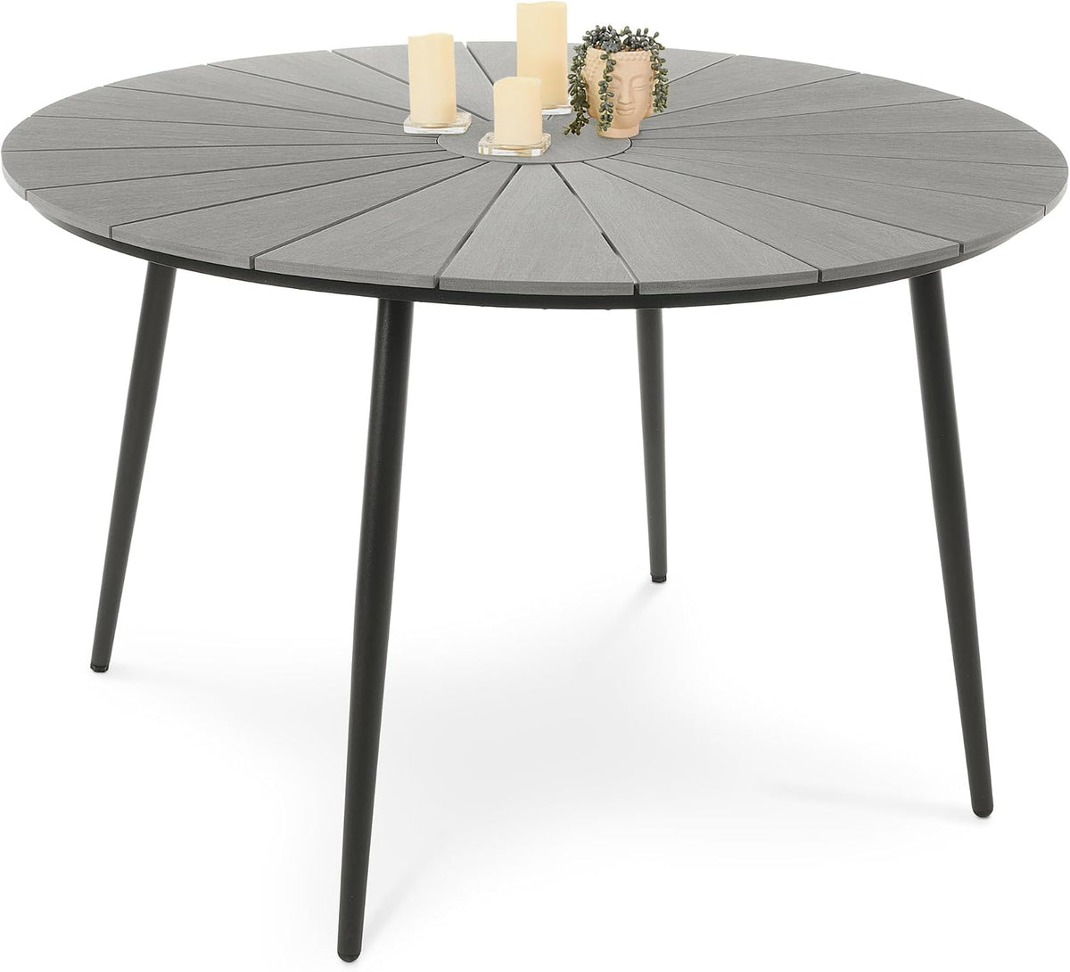 Esstisch, Gartentisch rund 120 cm aus Aluminium Holzoptik wetterfest Palermo, di volio