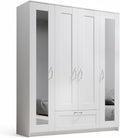 Kleiderschrank LEPINI, Schrank Drehtürenschrank mit Spiegeltüren Weiß, Stella Trading