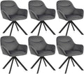 Esszimmerstuhl, 6er Set Esszimmerstühle Drehbar mit Armlehne, 360° Drehstuhl Polsterstuhl Samt Modern Küchenstuhl mit Metallbeine für Esszimmer