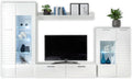 Stella Trading NEW Long Wohnwand, Komplett-Set in Weiß - Moderne Schrankwand mit LED-Beleuchtung für Ihr Wohnzimmer - 320 × 194 × 44 cm (B/H/T)