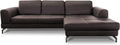 Sofa Ledergarnitur Benda Großes Eck, mit XL-Longchair rechts & Federkern/Inkl. Sitztiefenverstellung/284 × 87 × 175/Echtleder: braun, CAVADORE