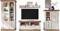 Furn.Design Wohnzimmersets, Wohnwand in weiß Pinie und Eiche Wotan Landhaus Schrankwand 4-teilig 376 x 204 cm, Hemsby