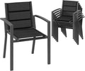 Esszimmerstuhl 6 Gartenstuhl Set stapelbarer Aluminium-, max. Belastung 160 kg, Balkonstuhl, für Garten, Pool, Terrasse, Gartenmöbel, Dunkelgrau