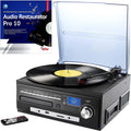auvisio kompakt Plattenspieler, Kompakt-Stereoanlage & Digitalisierer mit DAB-Digitalradio & Software (Schallplatten digitalisieren, Tape)