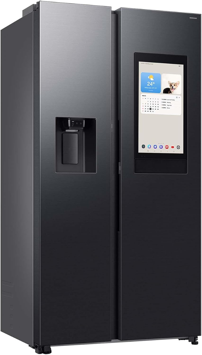 Samsung RS90F66BEFEF Side-by-Side Kühl-Gefrierkombination, AI Kühlschrank mit Gefrierfach, 178 cm, 614 l, Eis-/Wasserspender mit Wasseranschluss