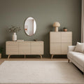 Sideboard Wohnmöbel Set in Eiche minimalistisches Design, & Highboard, 2-teilig, Esszimmermöbel, Kommode, Geschirrschrank, Anrichte, Lomadox