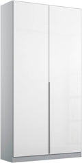 Kleiderschrank, Alabama, Farbe Hochglanz Weiß/Seidengrau, Breite 91cm, Rauch Möbel