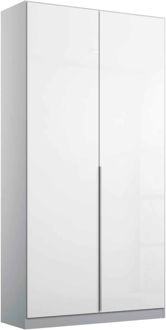 Kleiderschrank, Alabama, Farbe Hochglanz Weiß/Seidengrau, Breite 91cm, Rauch Möbel