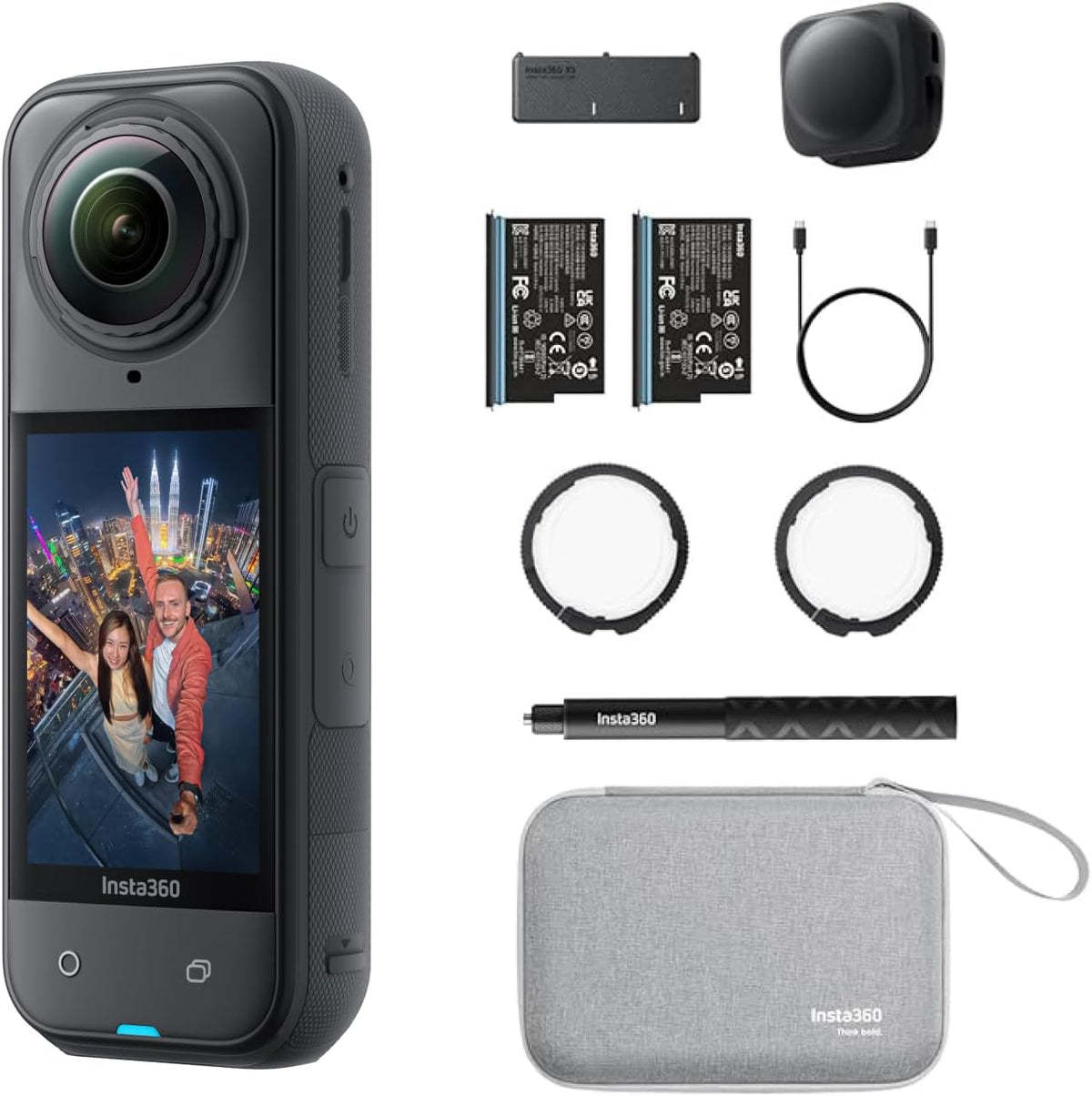 Insta360 X5 8K 360°- -Bundle - wasserdichte Kamera, Führend bei wenig Licht, Unsichtbarer Selfie-Stick-Effekt, robuste & auswechselbare Linsen