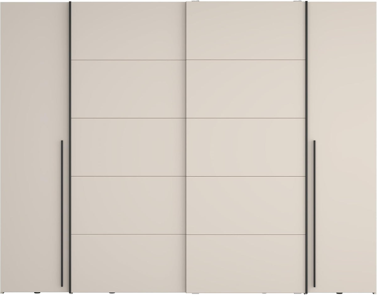Kleiderschrank NARAGO, 270, moderner Dreh-/Schwebetürenschrank, 4-türig, Holzwerkstoff, Kaschmir, Forte