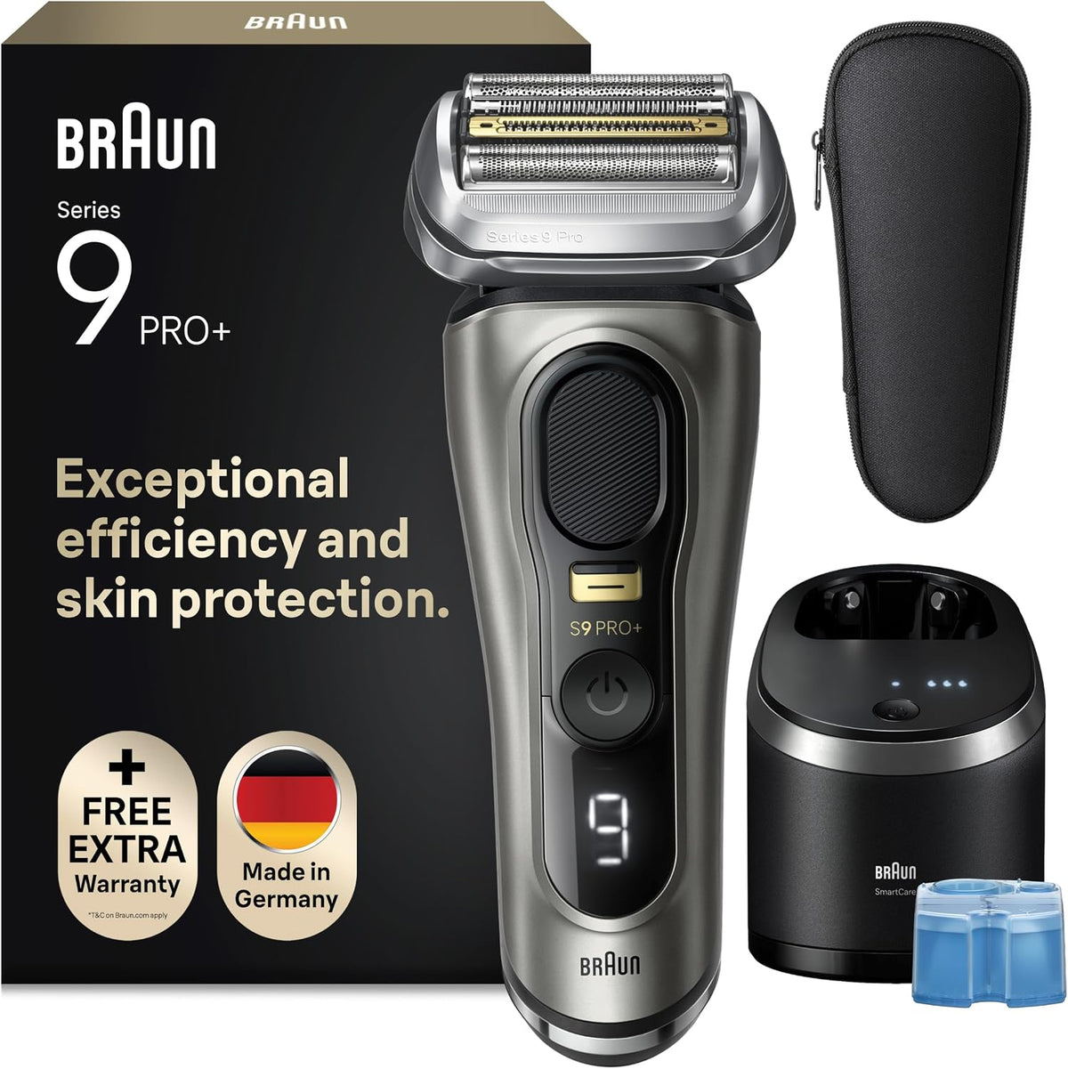 Braun Folienrasierer, Series 9 Pro+ Rasierer Herren Elektrisch, Elektrorasierer mit 5 Pro Rasierelementen