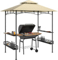 Pavillon Grill, 240 × 150 × 257 cm Wasserdicht UV-Schutz Beige, Outsunny