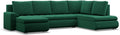 Sofa - Eck, mit Schlaffunktion und 3 Bettkasten FORESTA 300 × 89 × 200 (BxHxT) Grün- Ottomane Rechts Eckcouch, Couch U Form, Sofa Wohnzimmer