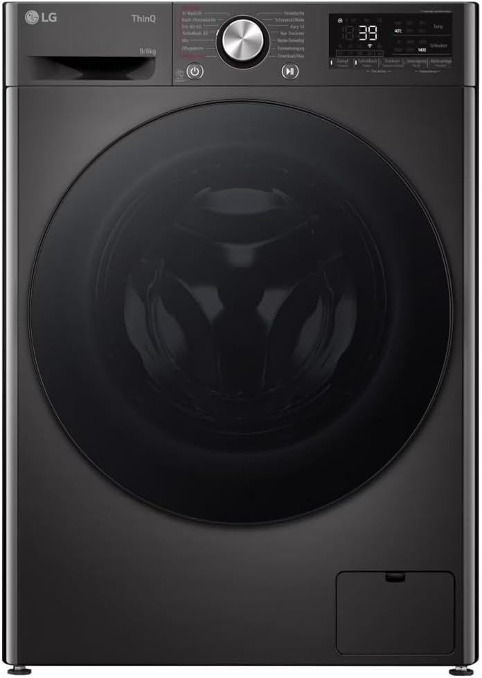 LG W4WR7096YB Klasse D Frontlader- Waschtrockner, 9-6 kg, 62 × 60 × 85 cm, Wi-Fi, AI Direct Drive, Tiefenreinigung mit Dampf, TurboWash 360