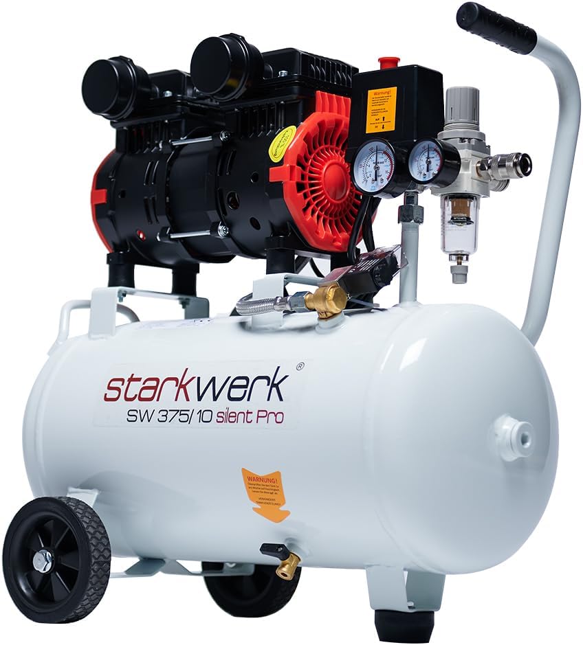 STARKWERK Flüster Kompressor, SW 375/10 Pro, 24 L, 10 Bar, 69 dB, 1100 W