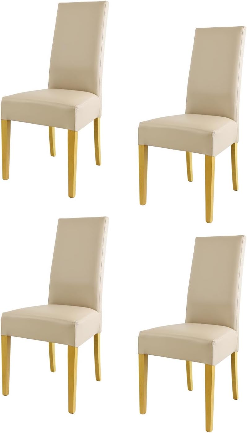Esszimmerstuhl, Tommychairs - 4er Set Moderne Stühle Luisa für Küche und Esszimmer, robuste Struktur aus lackiertem Buchenholz Farbe Eiche