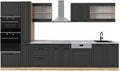 Vicco Küchenzeile,   Küchenzeile R-Line, Anthrazit Landhaus/Goldkraft Eiche, 350
