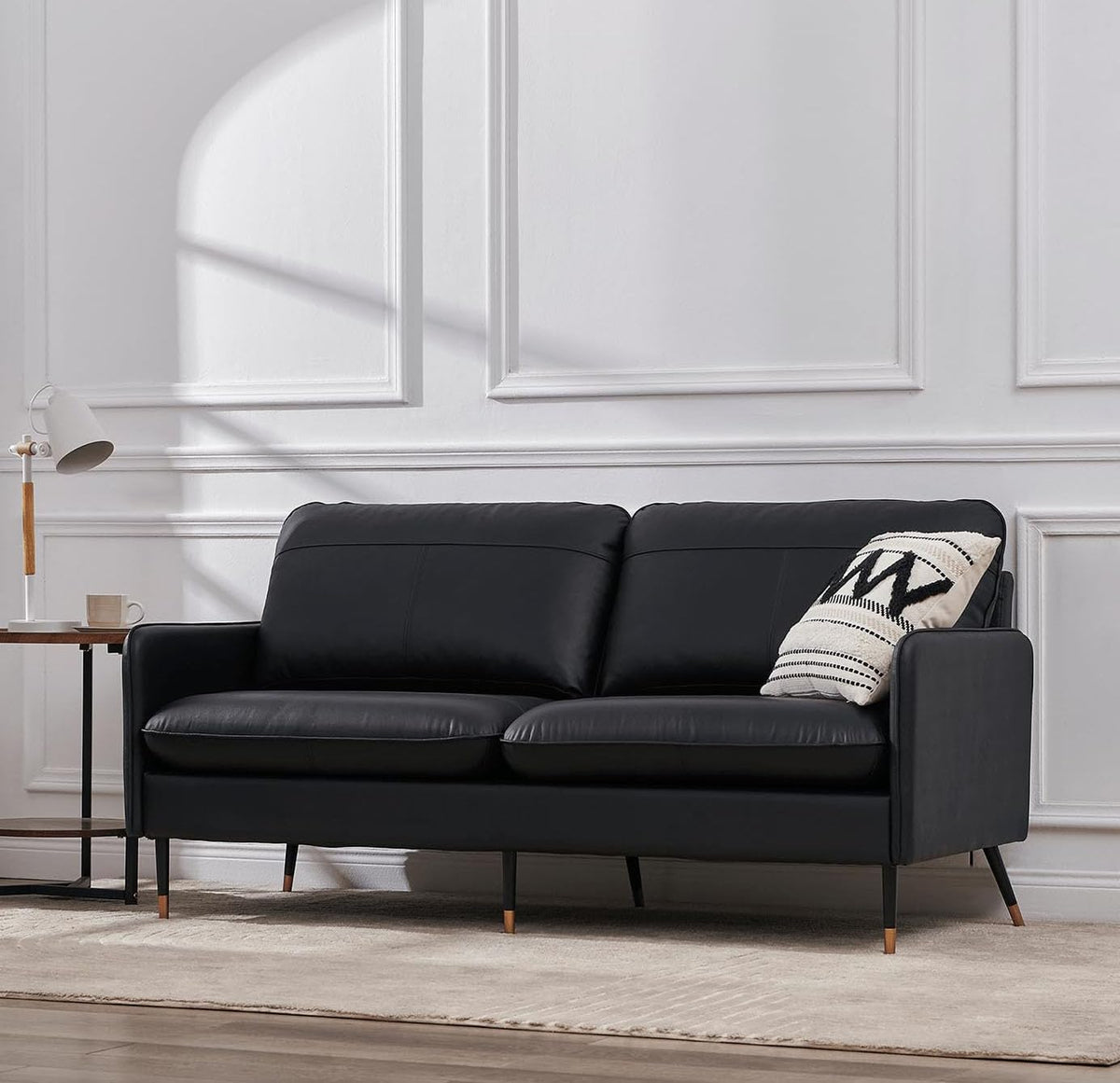 Sofa 2-Sitzer Leder Couch Moderner Zweisitzer Leder, aus Echtem Top-Grain Rindsleder mit Metallbeinen