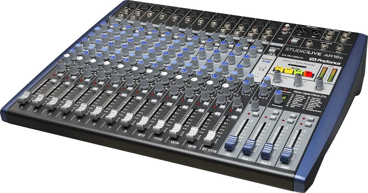 PreSonus Mischpult, StudioLive AR16c Analog-Mixer/Audio-Interface 18-Kanal-USB-C-kompatibel/SD-Stereo-Recorder