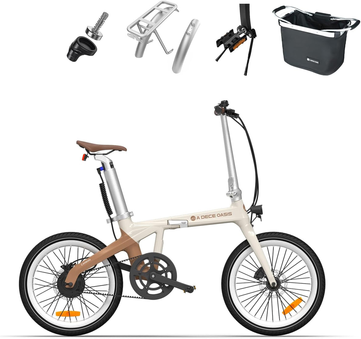 A Dece Oasis ADO E-Bike, Air Carbon Elektrofahrrad, ebike Damen/ebike Herren, klapprad Riemenantrieb 14, 5Kg IPS LCD Display, GPS, ADO APP, 250W