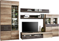 Sideboard, Nabou Wohnwand mit 6 Tüen und 2 Schubladen, Holzwerkstoff, Eiche Antik/Touchwood, 207 x 349 x 52 cm, Forte