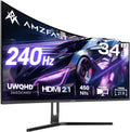 Amzfast 34 Zoll Curved Gaming Monitor, 3440 × 1440 UWQHD, 240Hz, 1ms MPRT, 1500R VA Curved, 21:9, 3000:1 Kontrast, 450cd/m², 130% sRGB, Adaptive Sync
