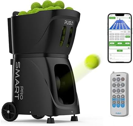 PUSUN Ballwurfmaschinen, PT-Smart Pro Tennis & Padel Ballmaschine mit APP, interner Oszillation, 28/20 Landepunkten, 12 Tennis- & 14 Padel-Modi