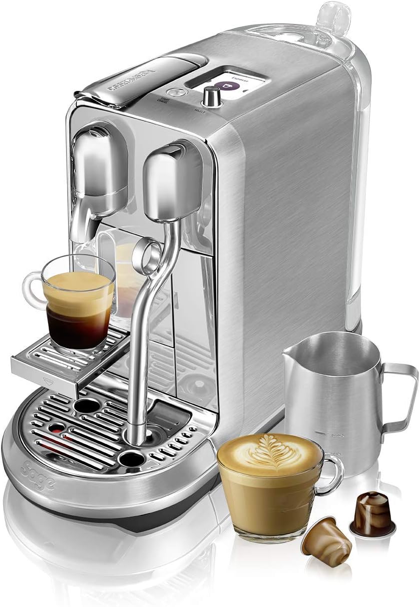 Nespresso Kaffeemaschine, Sage SNE800BSS the Creatista Plus Kaffeekapselmaschine, Gebürstetes Edelstahl