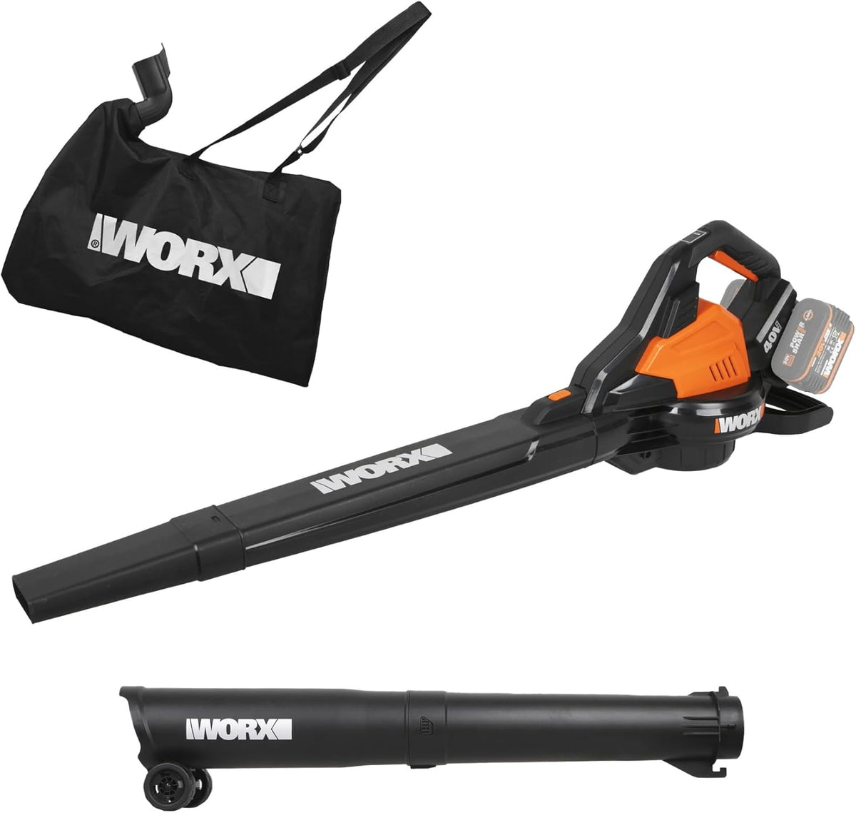 WORX WG583E.9 Akku- Laubbläser, Laubsauger 40V(2 × 20V), 575 m³/h Blasleistung