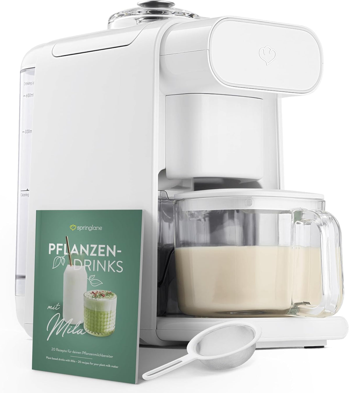 Springlane Kitchen Getränkemixer, Pflanzenmilchbereiter Mila 600ml, 6 Programme + automatischer Reinigungsfunktion, LED-Touch-Display inkl. Timer